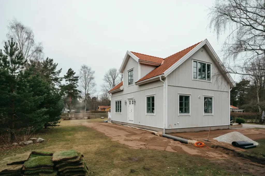 dr neringsarbete och terfyllnad kring villa i turinge nykvarn