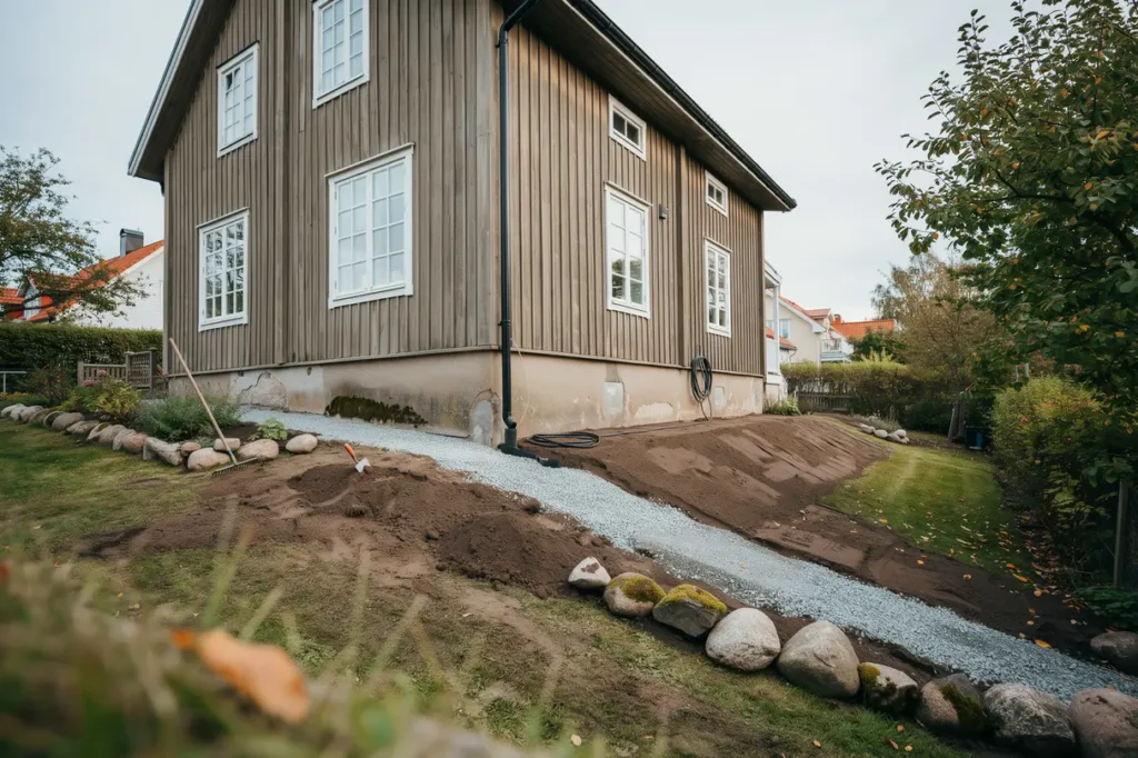 augusti p tomten f rbered marken f r h stens regn med smart dr nering och r tt lutning