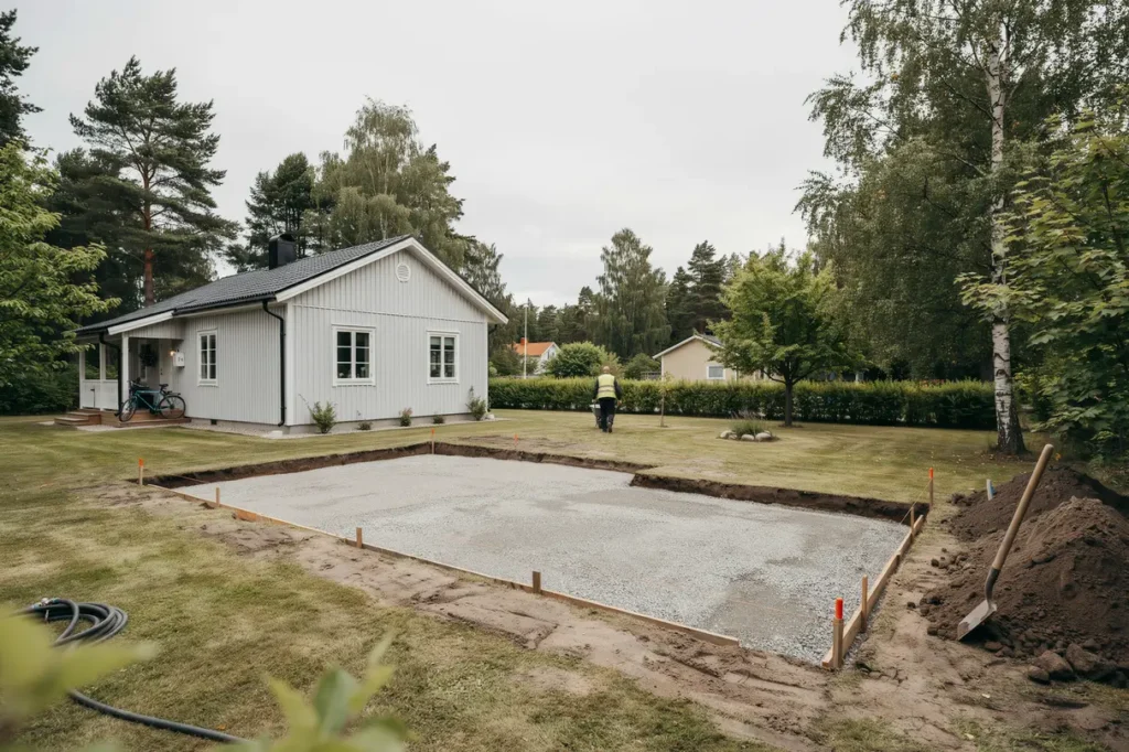 schaktning och f rberedande markarbete f r garageuppfart i bj rnkulla